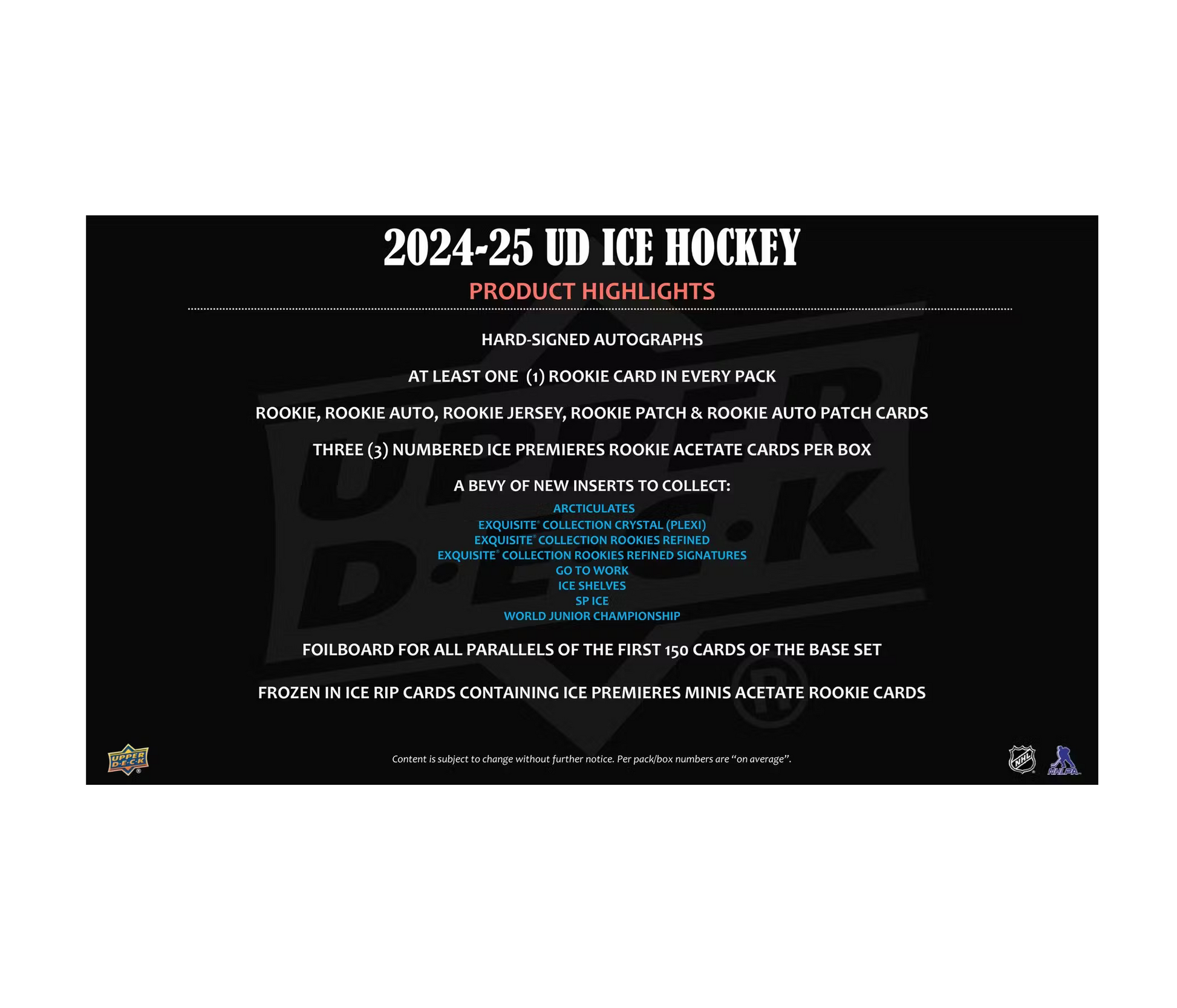 2024-25 Upper Deck Ice Hockey Hobby 24-Box Case