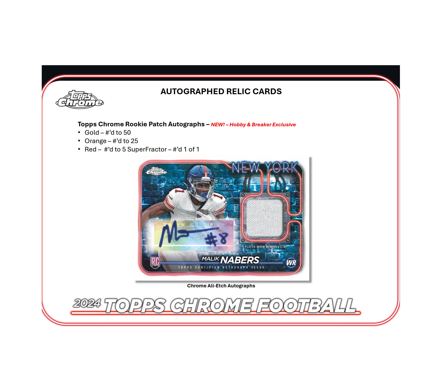 2024 Topps Chrome Football Hobby Box