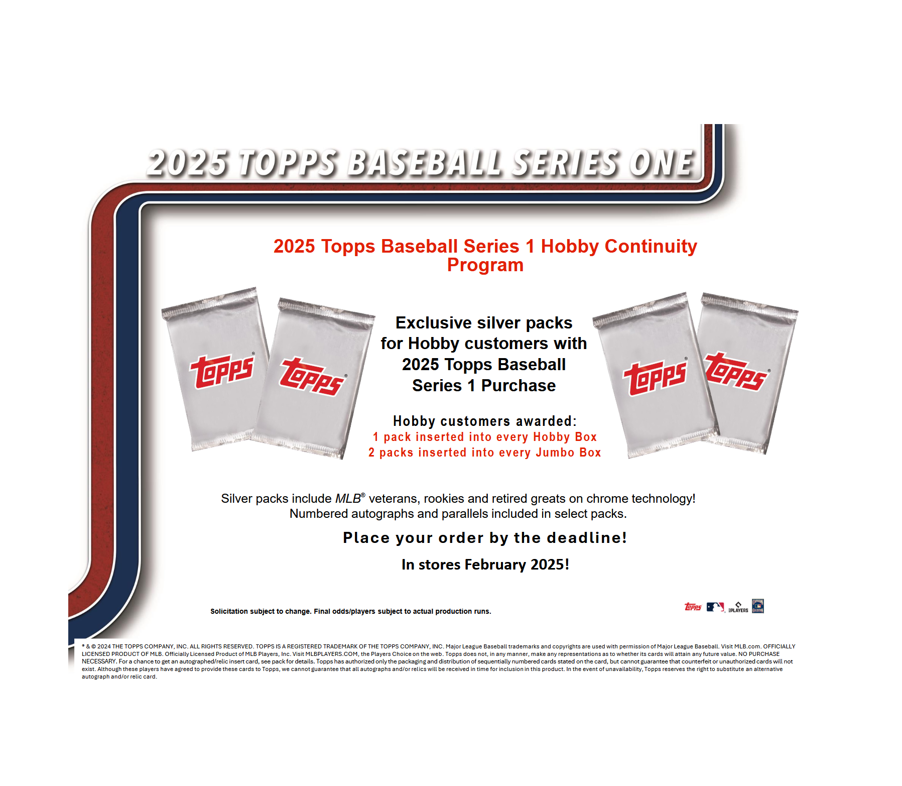 2025 Topps Series 1 Baseball Hobby Jumbo 6-Box Case