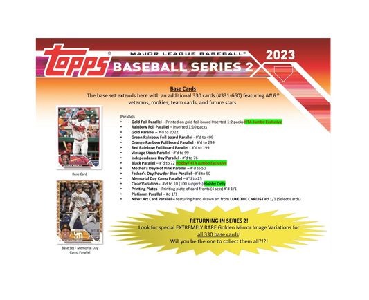 2023 Topps Series 2 Baseball Hobby Jumbo 6-Box Case