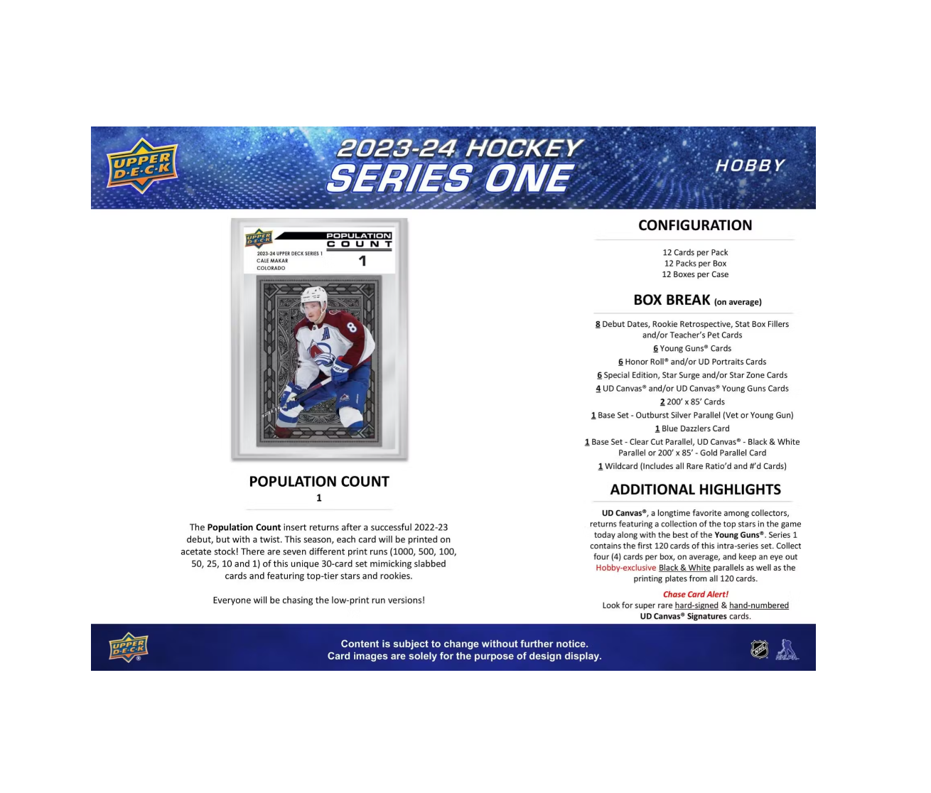 2023-24 Upper Deck Series 1 Hockey Hobby 12-Box Case