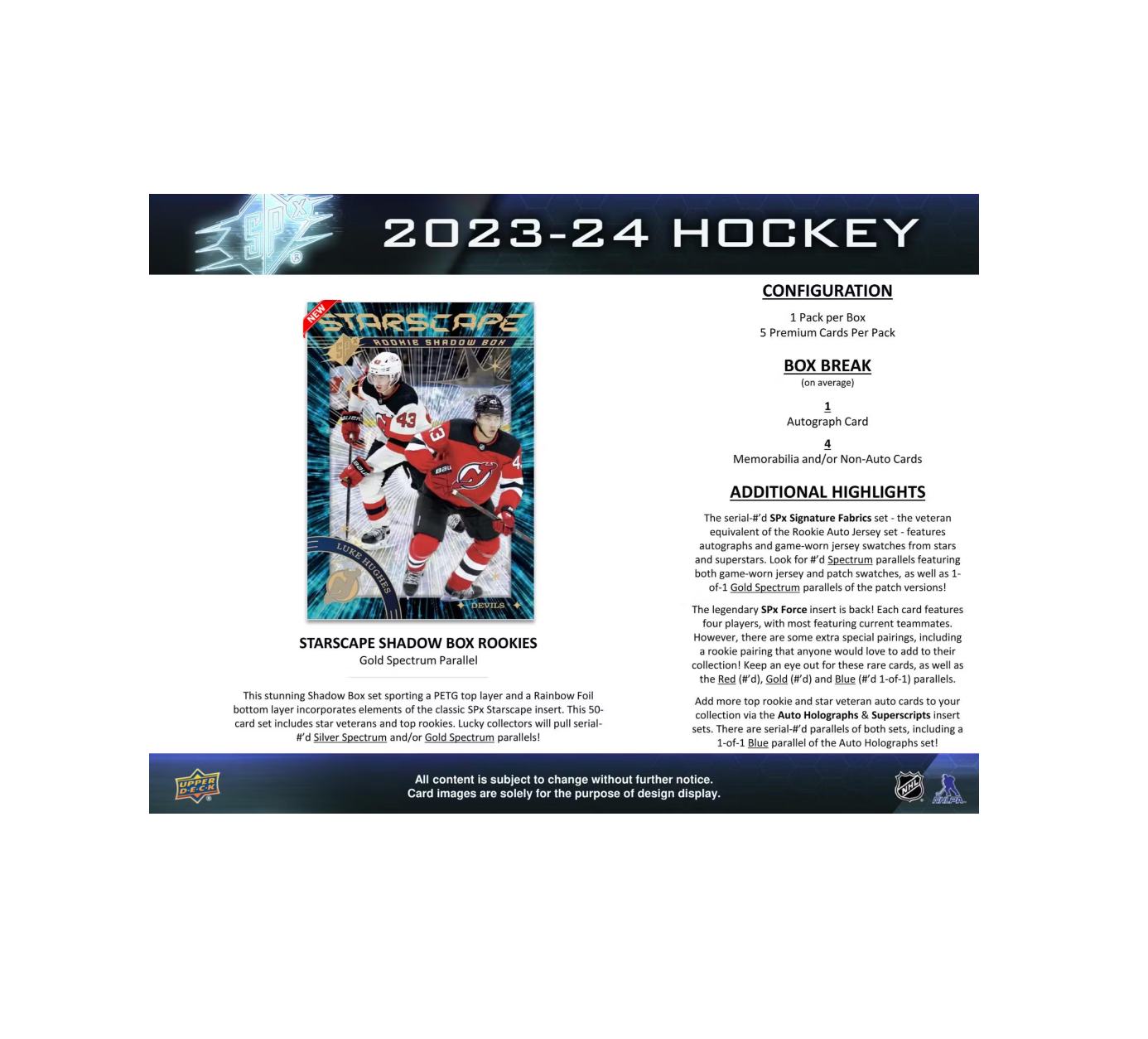 2023-24 Upper Deck SPx Hockey Hobby 20-Box Case