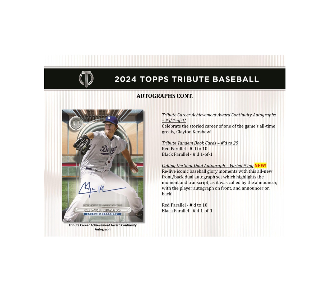 2024 Topps Tribute Baseball Hobby 6-Box Case