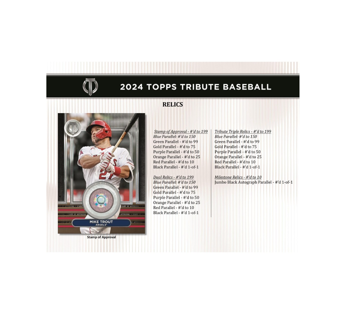 2024 Topps Tribute Baseball Hobby 6-Box Case